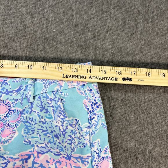 Lilly Pulitzer Shorts Womens 0 Blue Pink Coral Reef Print Summer Beach Resort - Picture 5 of 6